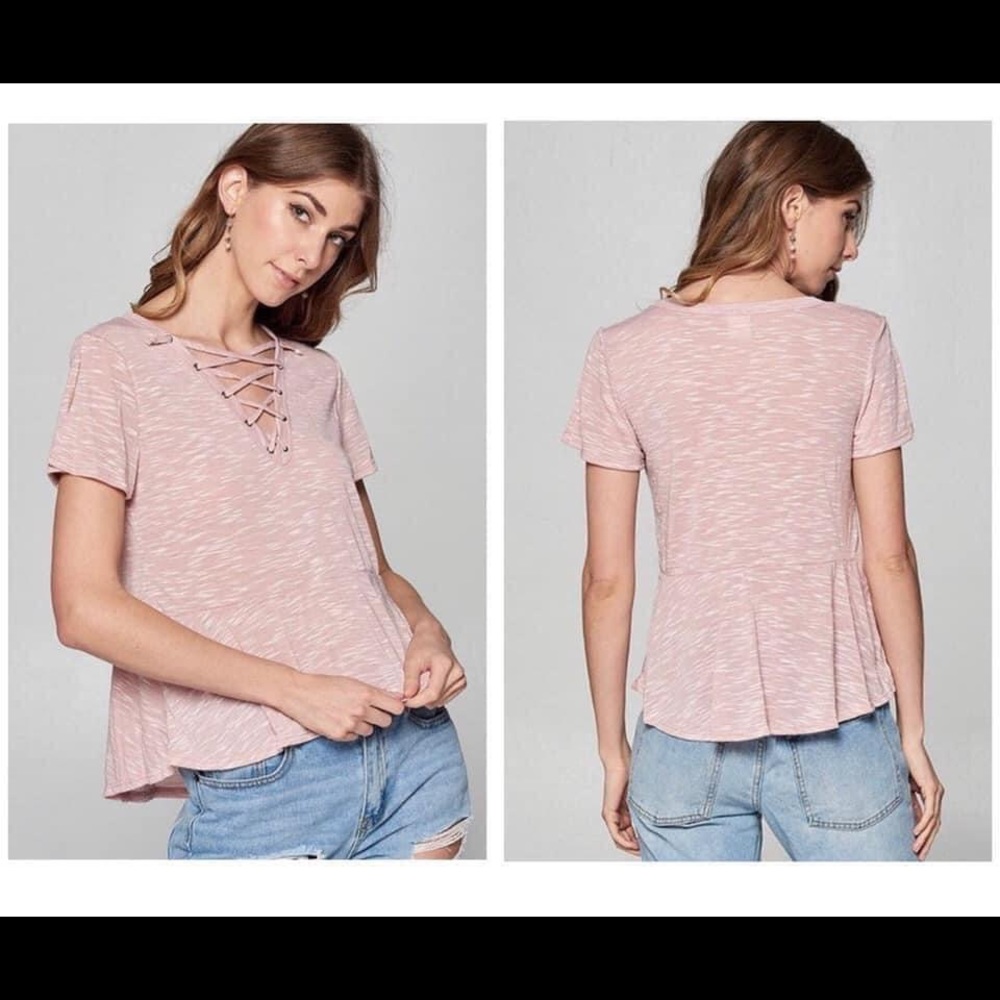 Pink Lace-Up Tie Top